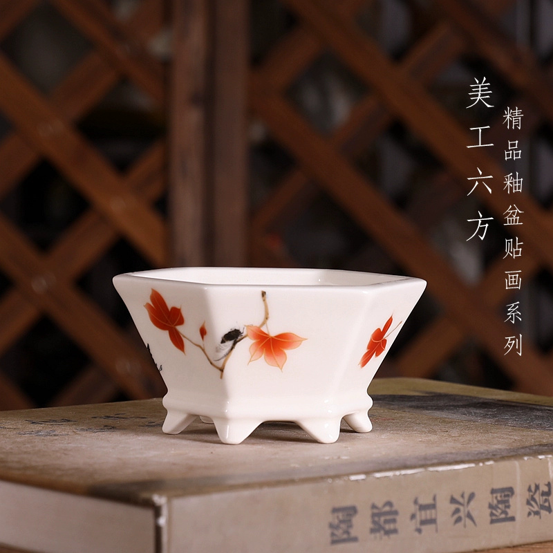 Porcelain Hexagon Bonsai Pot,S - Bonsai Garden Chinese Garden ulasan dan harga