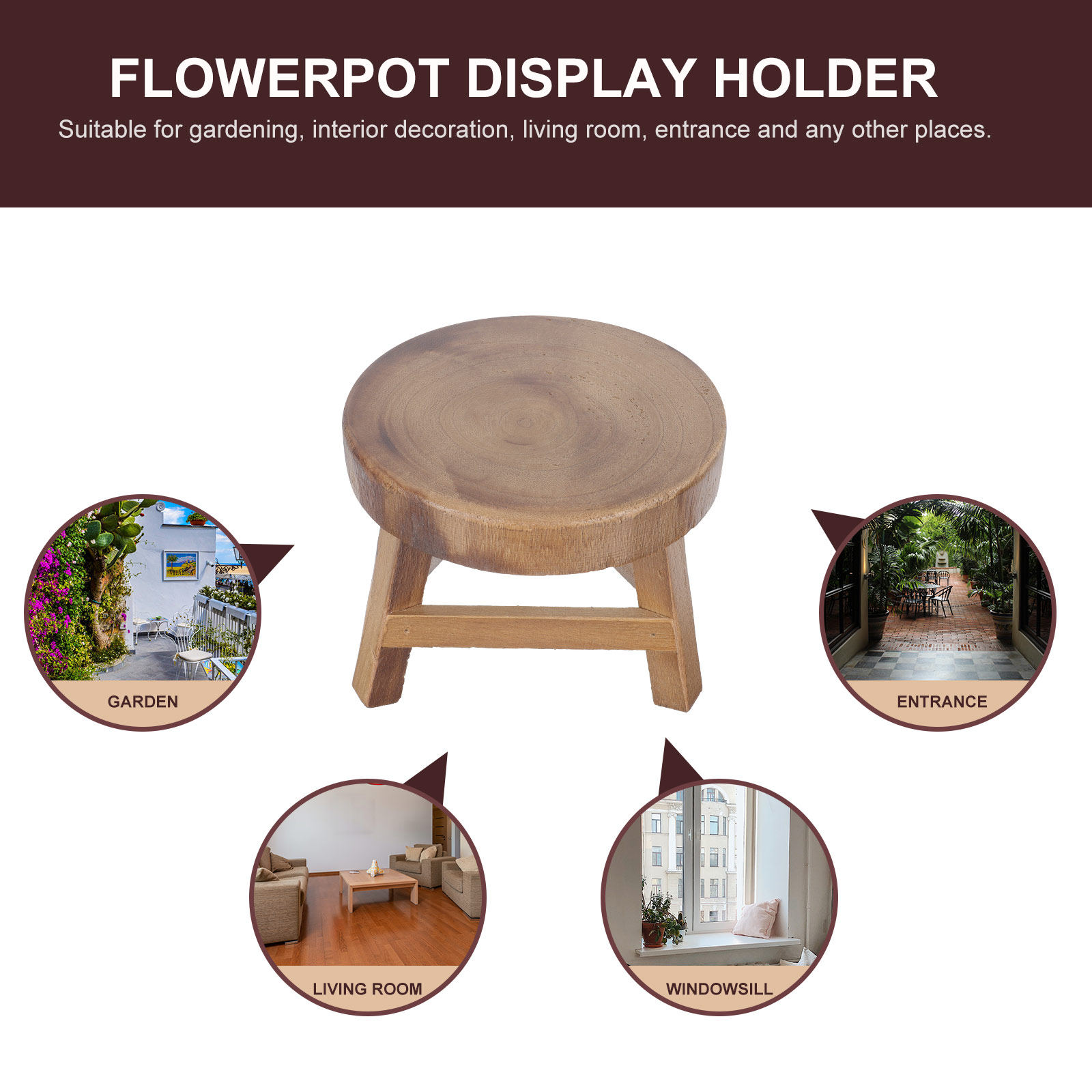 1Pcs Wooden Flower Pot Stand R - Bonsai Garden Plants ulasan dan harga